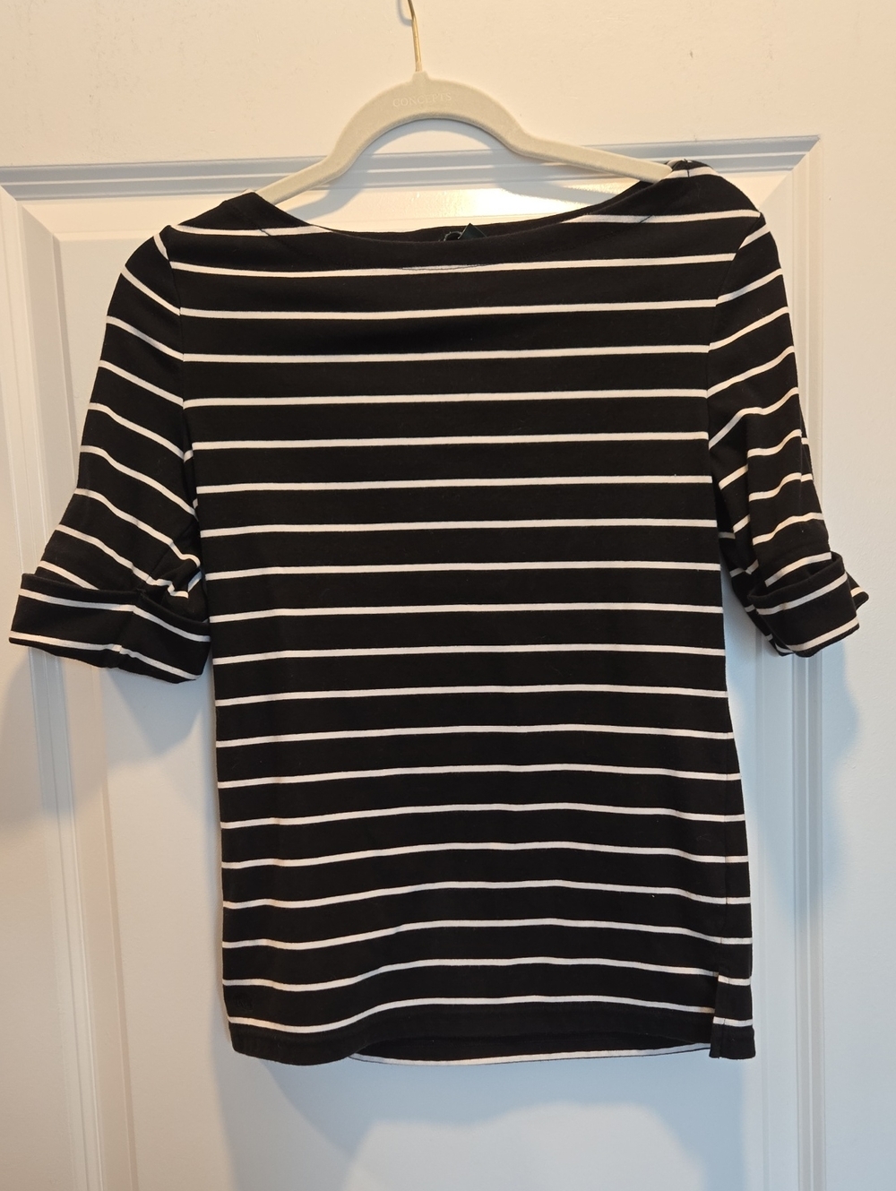 Ralph Lauren Black and Gray Striped Short Sleeve Tee